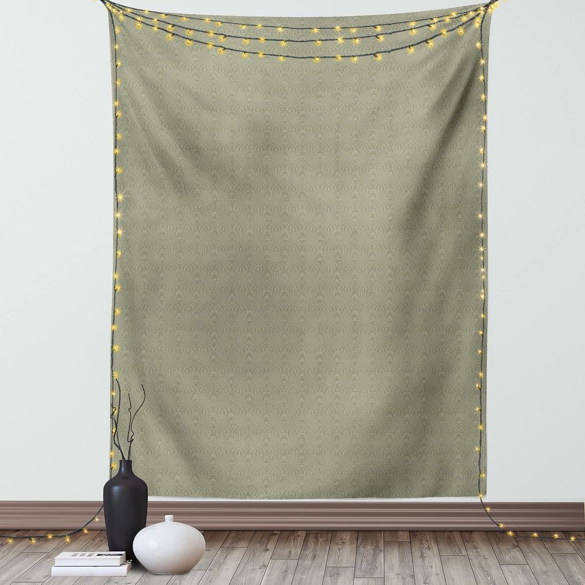 ABAKUHAUS Neutrale kleur Tapijt, Vormen Rond gestreept, Woonkamer Slaapkamer Wanddoek Zijdezacht Satijn Wandtapijt, 150 x 200 cm, Grijs Geel Donkergrijs