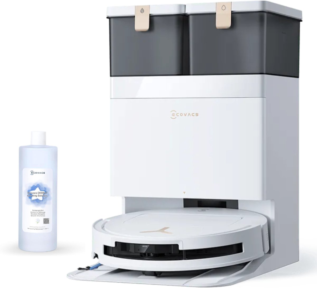 ECOVACS DEEBOT T50 PRO OMNI Gen3 Robotstofzuiger met Dweilfunctie - 25.000Pa - 8.1 cm Ultradun - ZeroTangle 3.0 - TruEdge 2.0 Randreiniging - AIVI 3D 3.0 Obstakelvermijding - 75°C Heetwater-Wit