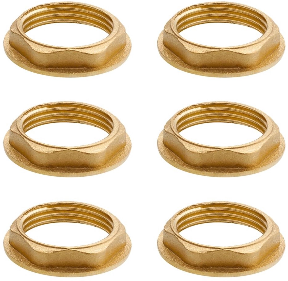Dailygoods - Dailygoody - Flens zeskant veiligheidsmoeren - Messing moeren - 1/4 inch binnendraad - Goud - Sanitair accessoires - Perfect voor badkamer - 6 st