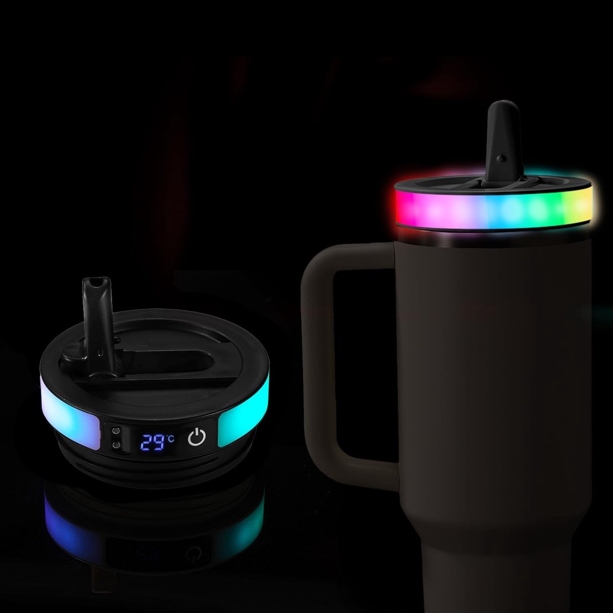Dailygoods - LED Flip Straw Tumbler Deksel met Temperatuursensor