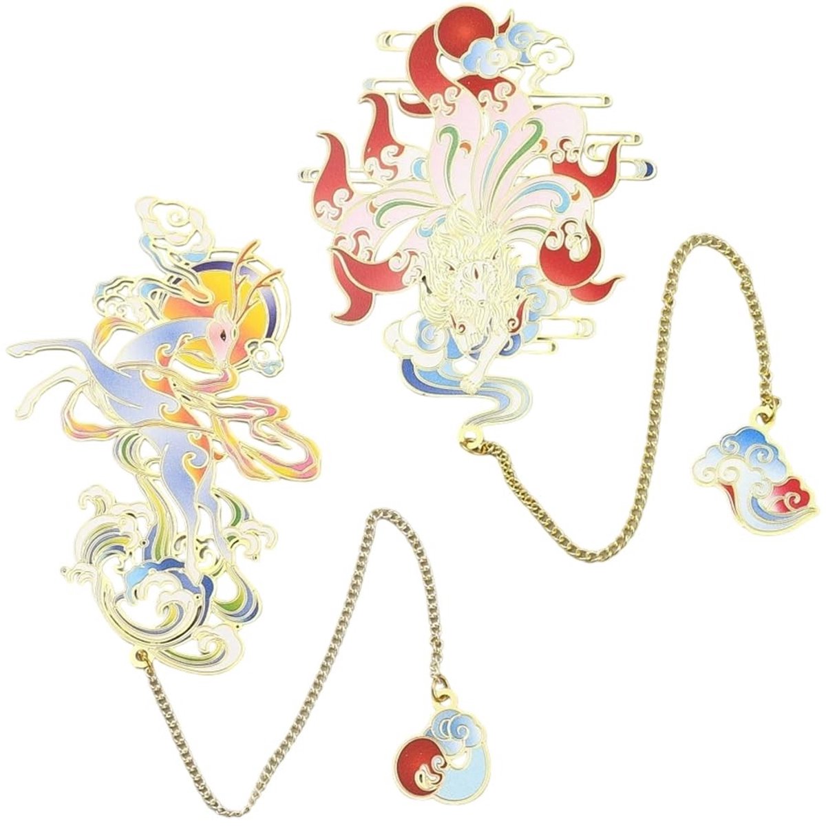Dailygoods - Set van 2 Chinese Dieren Bladwijzers met Vos en Herten Motief