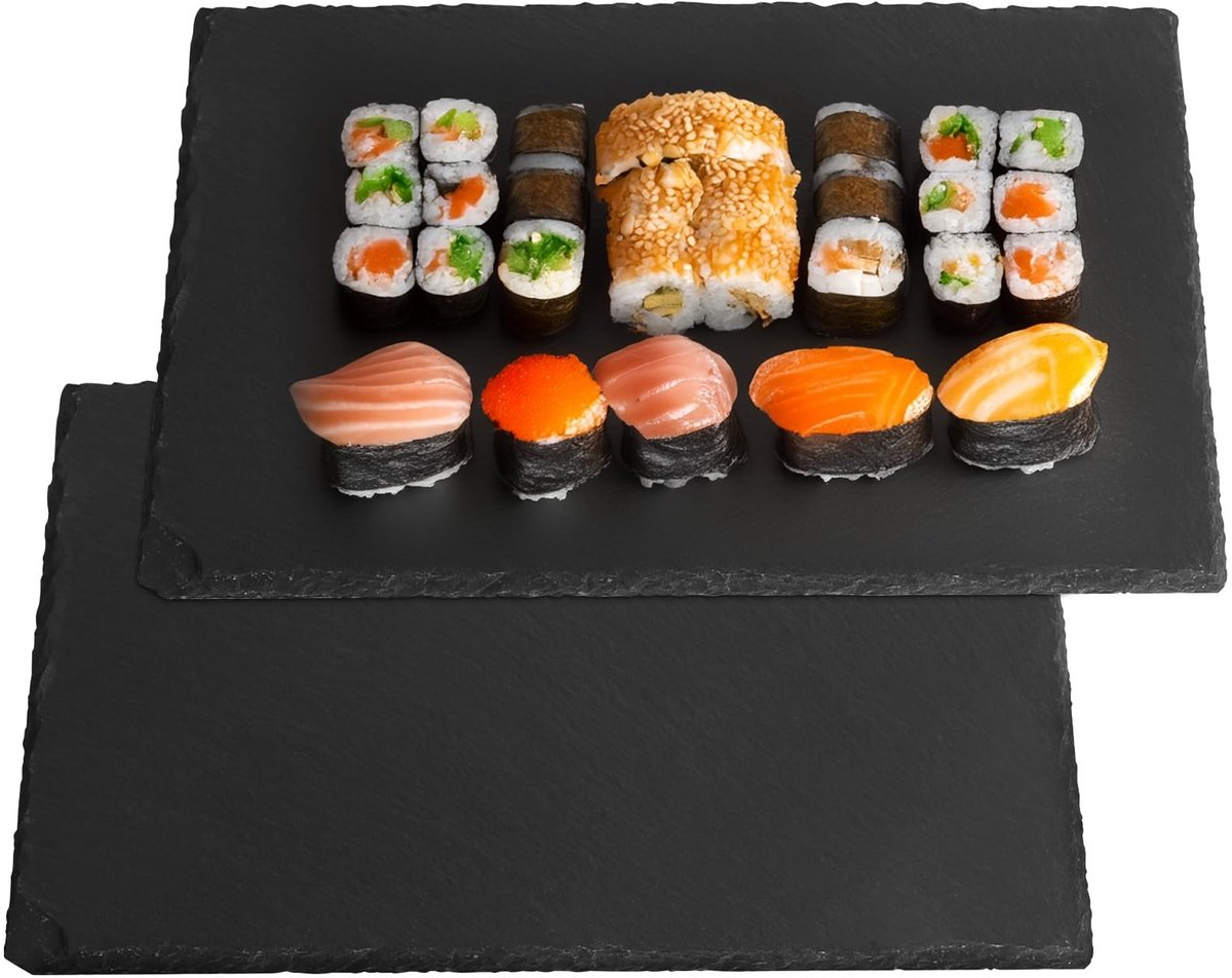Dailygoods - Set van 2 Leistenen Serveerschalen, Perfect voor Buffet en Snacks