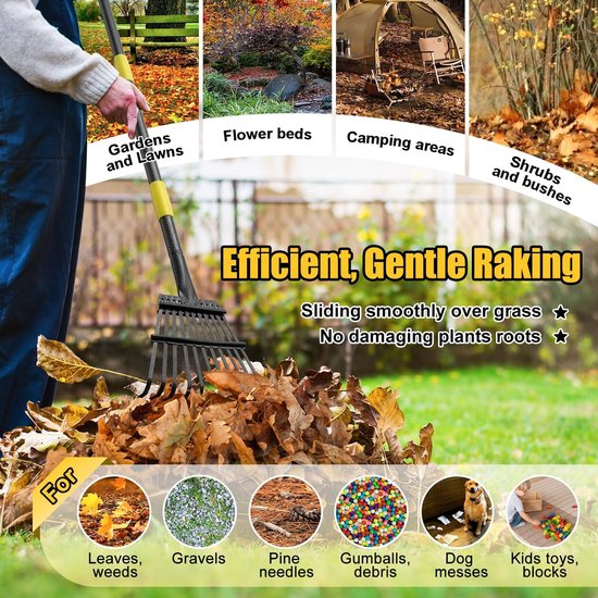 Dailygoods - Dailygoody - Tuinbladhark - 180 cm - Verstelbare stalen handgreep - 11 tanden - Geschikt voor kleine ruimtes - Voor delicate planten — afbeelding 5
