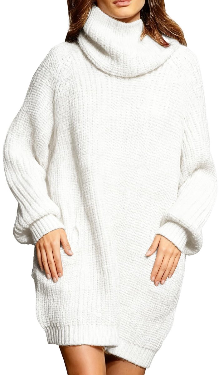 Dailygoods - Dames Oversized Gebreide Jurk met Col