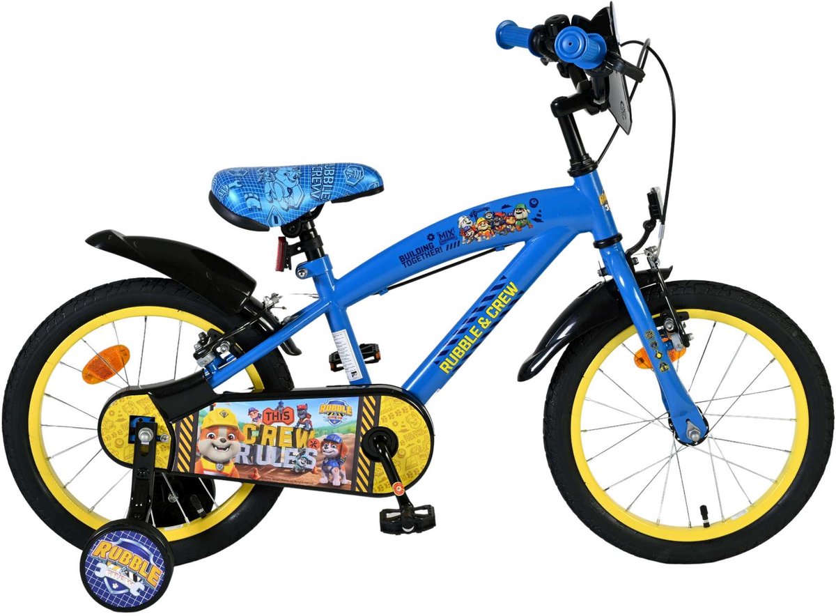 Volare Paw patrol -rubble & crew kinderfiets - jongens - 16 inch - blauw - twee handremmen