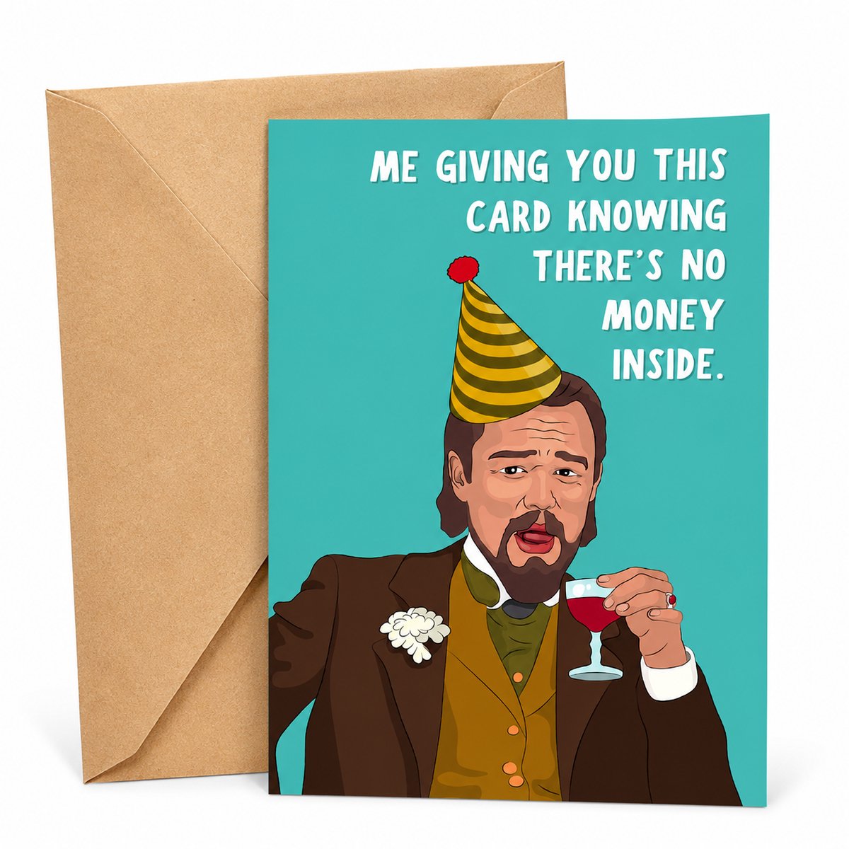 Enluxe Grappige Wenskaart - 'Giving You This Card Knowing There's No Money Inside' – Hilarische Verjaardagskaart voor Vrienden en Familie – 18x12 cm met Luxe Envelop"