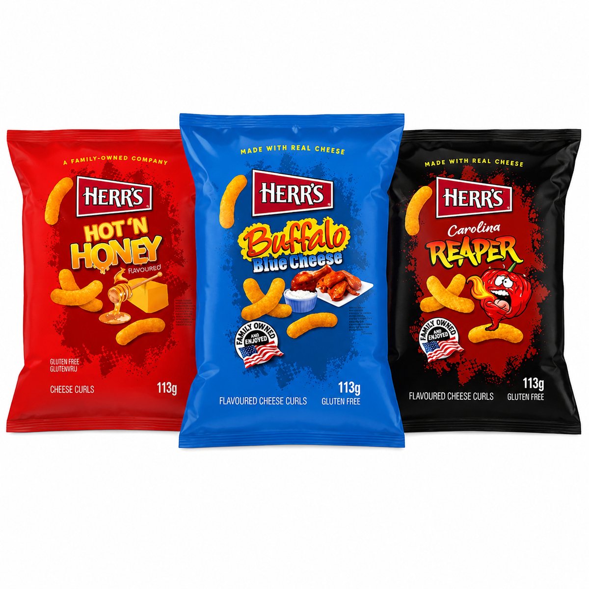 Herr's Hot & Spicy Baked Cheese Curls Mixbox