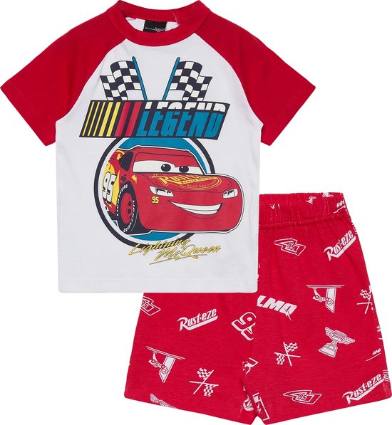 Disney Cars Shortama - Maat 98 - Katoen - Rood met Wit - Lightning McQueen - Pyjama