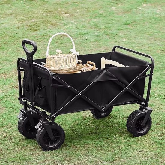 Norvia - Bolderkar - Bolderkar Met Dak - Bolderkar Opvouwbaar - Duwstang - 150L - 200 kg Draagkracht - All Terrain Wielen - Zwart van Norvia — afbeelding 5