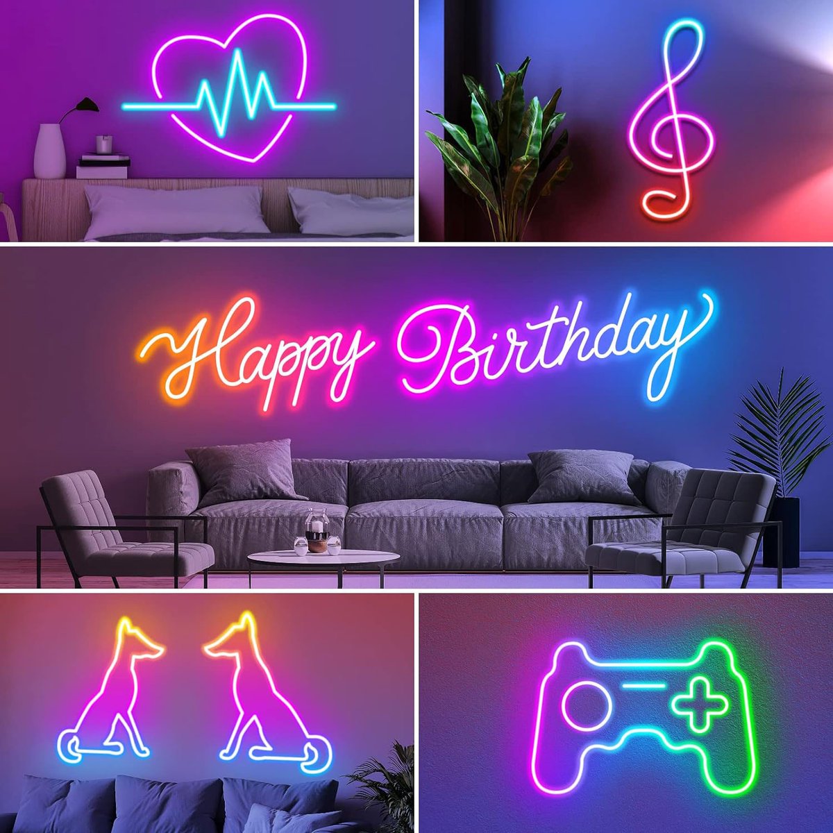 FloraGrace Neonlamp - Neon Strip Met Bluetooth Controller Voor Slaapkamer En Bar, Flexibele LED Neon Strip, 10 m Neon LED Strip 24V, Zwart
