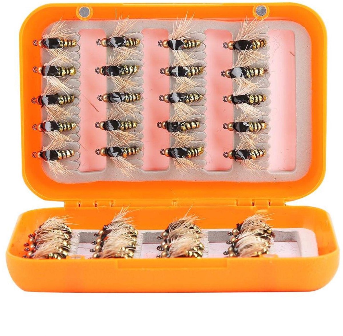 Dailygoods - Dailygoody - Vliegvissen - Vliegvisset - 40 Stuks - Goudkleurig - Vliegvis Lures - Ideaal voor Trout - Vliegvissen Kit