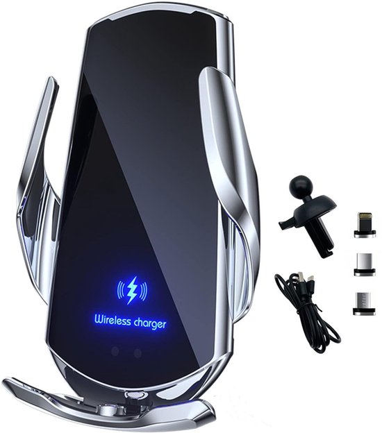 15W Draadloze Autolader Auto met Infraroodsensor, 360° Rotatie, Ventilatierooster Houder voor iPhone en Samsung