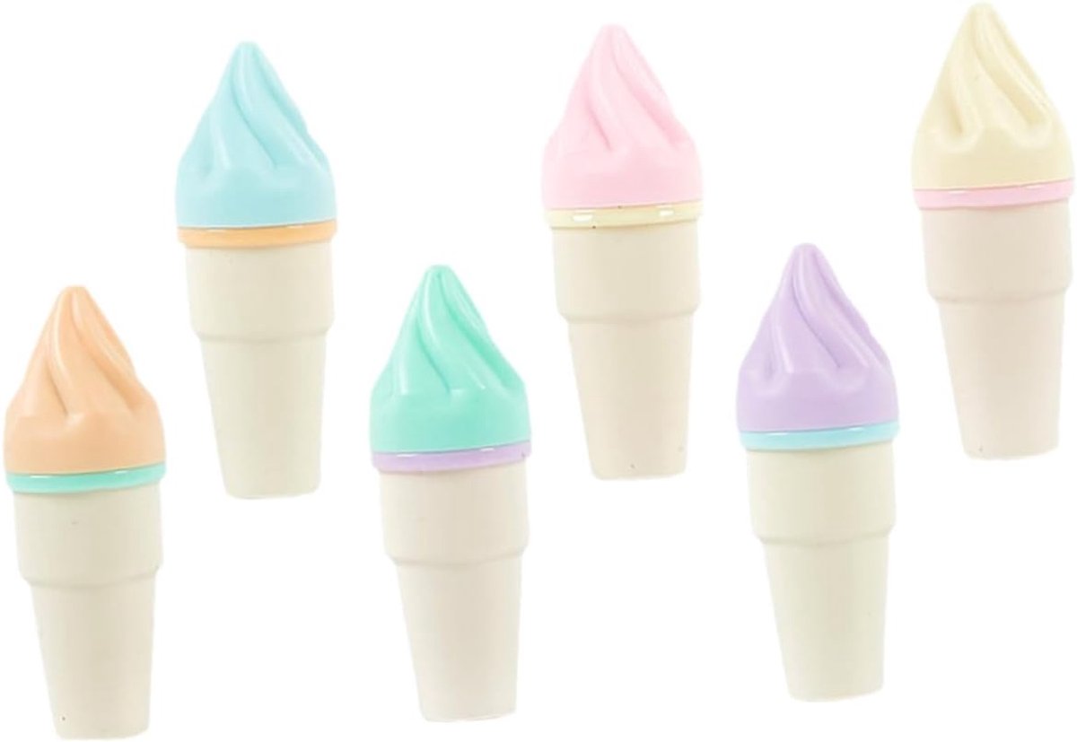 Markeerstift 6 stuks - Ijsvorm Ontwerp - Draagbaar Boekmarkeringstift voor Studenten en Volwassenen - Kleurrijke Markeerstiften voor Studie en Kantoor - Lichtgewicht en Comfortabel in de Hand - 5.8x2.1cm