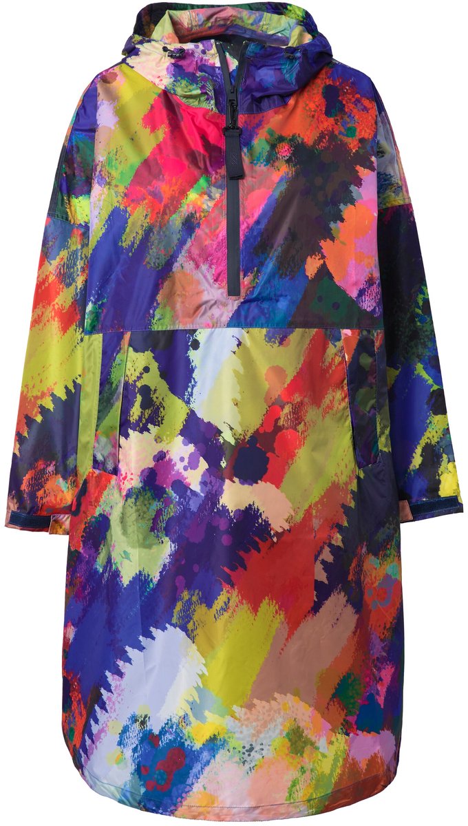 Laurasøn - Dames - Functionele regencape unisex print capuchon - Paprikarood - Maat 1