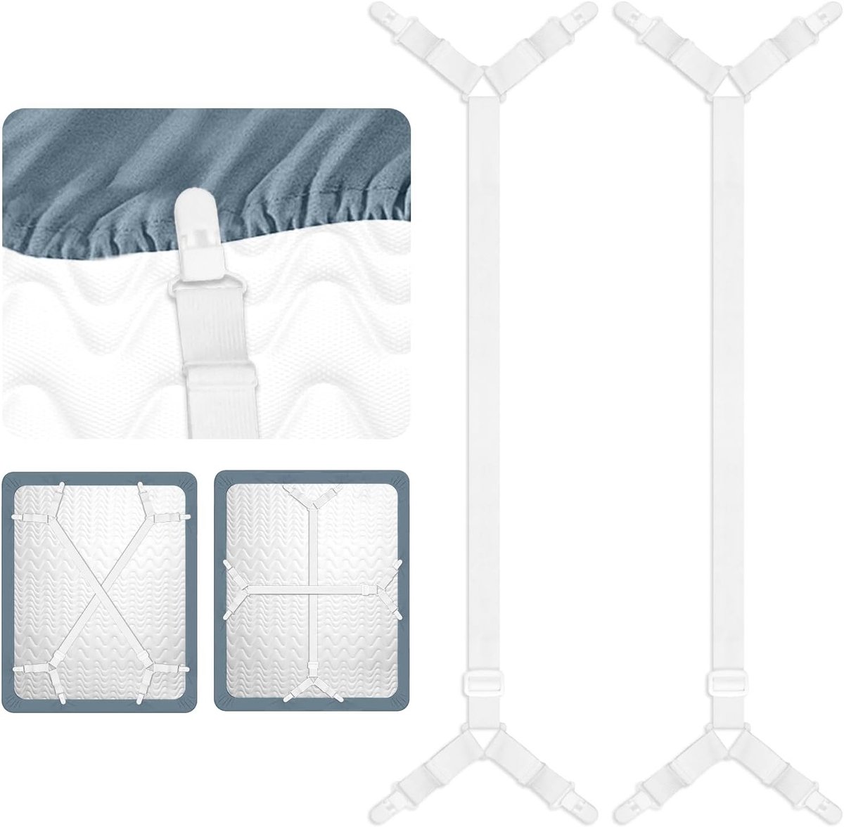 Bedlaken Klemmen Set van 2 voor het Bevestigen van Hoeslakens, Matrassen en Bedtextiel