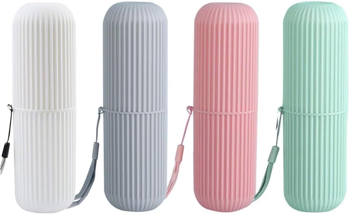 Reisset voor Tandenborstels - 4 Stuks Draagbare Tandenborstelhouders met Bekers voor Kinderen en Camping