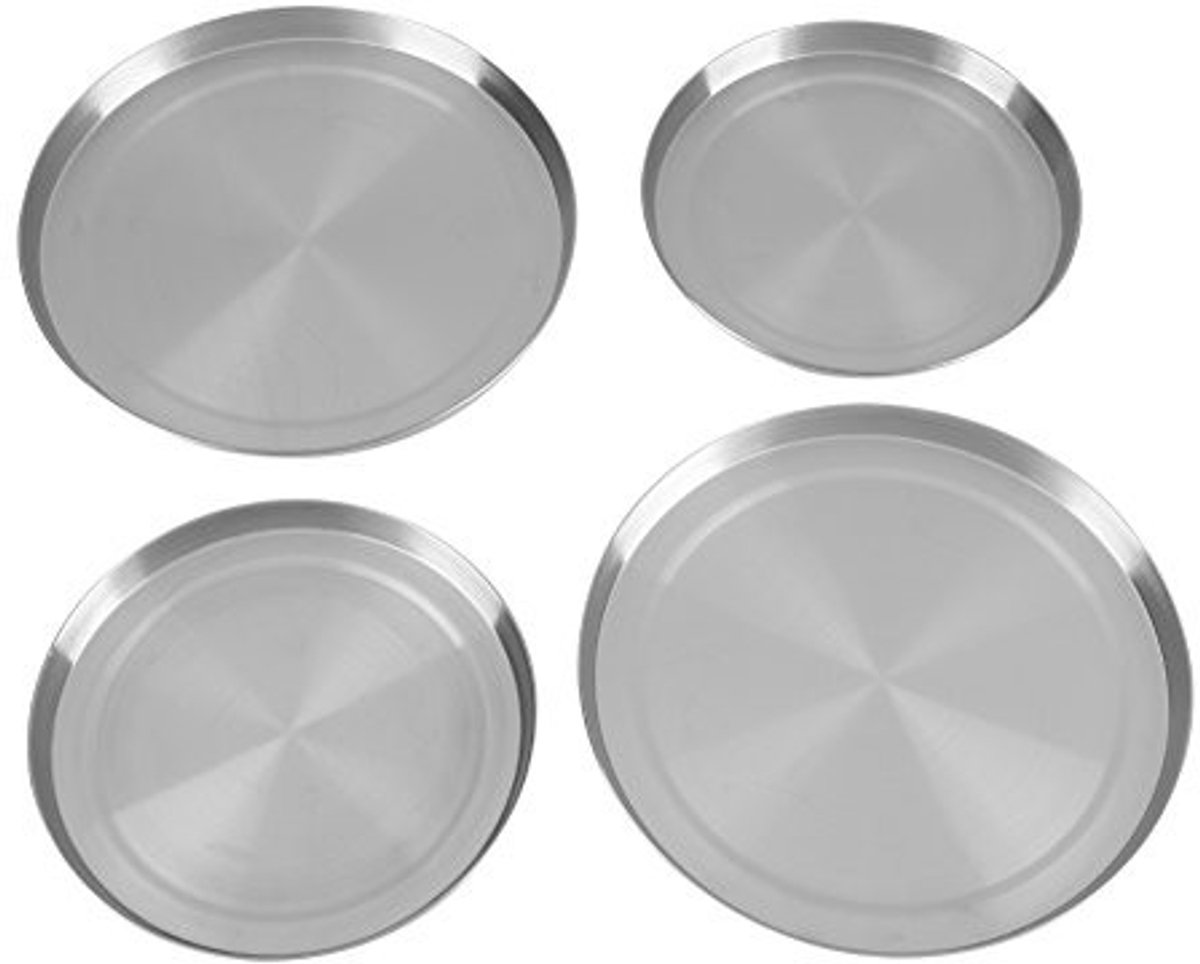 Dailygoods - Dailygoody - Set van 4 Pannen Deksel - Beschermende Deksel voor Kookplaat - Diameter 17 of 21 cm - Geschikt voor Elektrische Kookplaten - Roestvrij