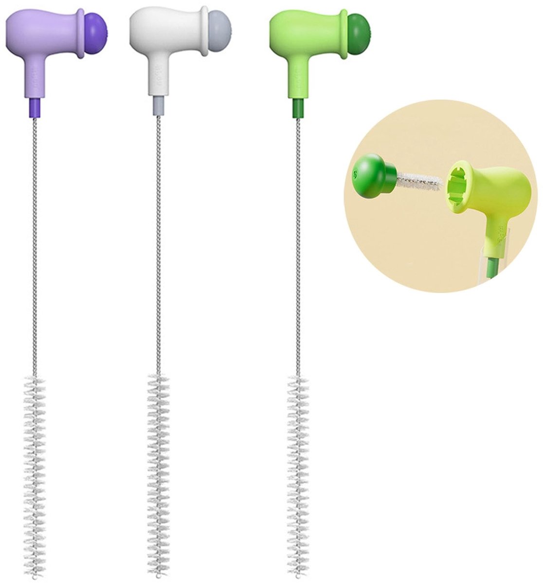 Dailygoods - Set van 3 Flessenborstels voor Effectieve Reiniging