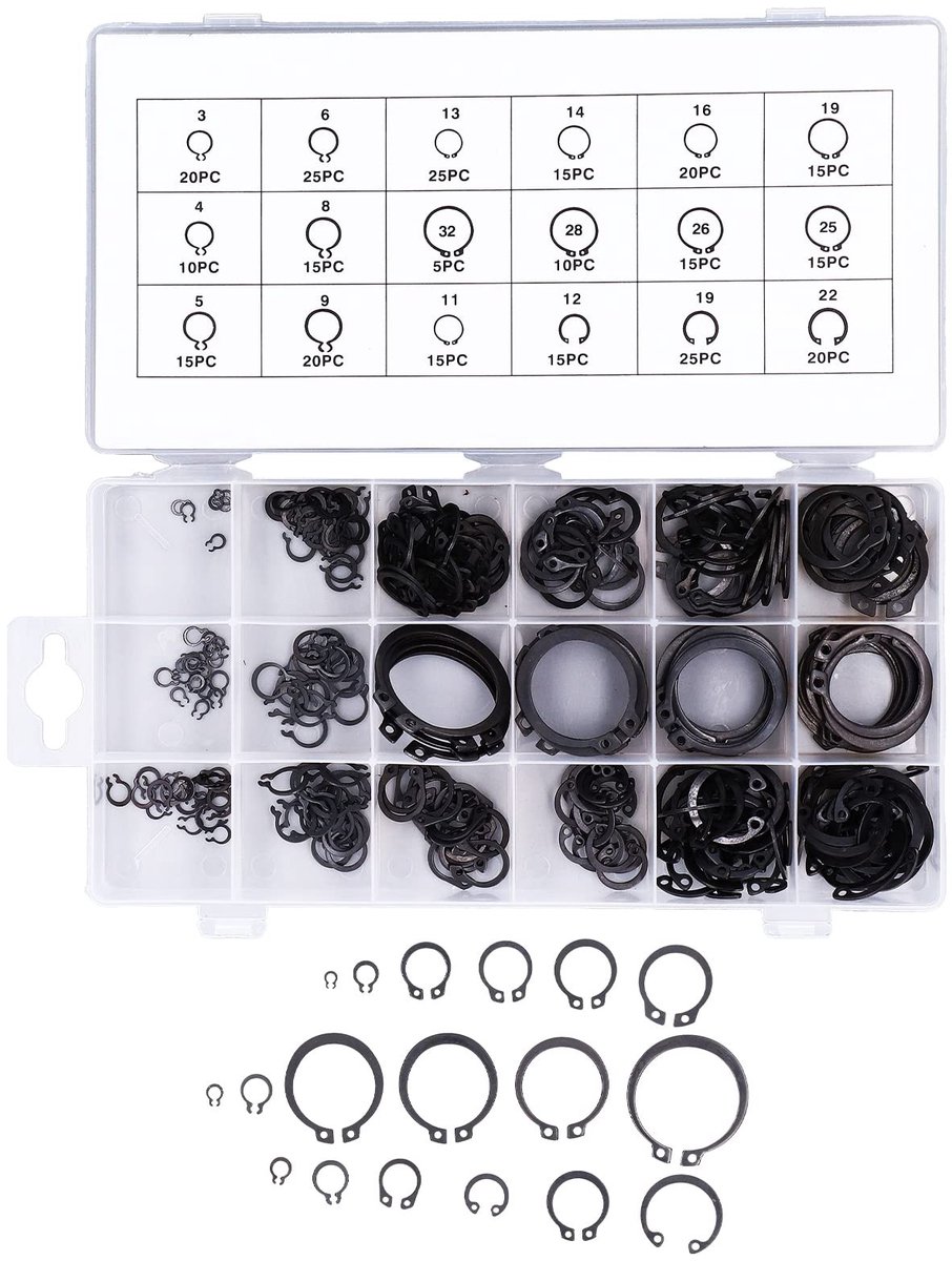 Dailygoods - Dailygoody - Borgringset - Externe Borgringen - 300-delige Assortimentskit - Zwart - Borgringen Set - Ideaal voor Klussen - Handig en Georganiseerd