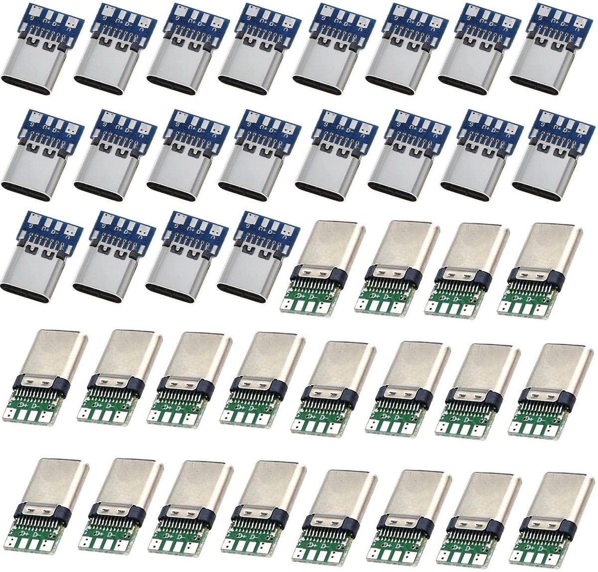 Dailygoods - Dailygoody - 40 Pcs Micro USB C Socket Set - 24 Pin USB 3.1 Type C Plug & Socket voor Solderen