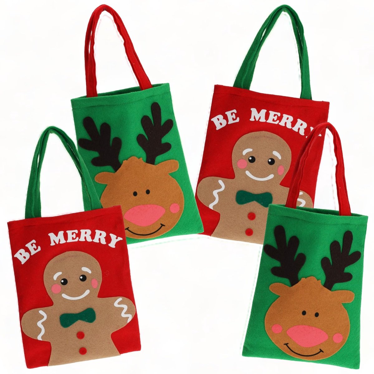 Dailygoods - Dailygoody - kerstcadeautasjes - vilt - gezellige eland- en peperkoekman-applicaties - groen en rood - geschenkverpakking - perfect voor feestdagen - ..