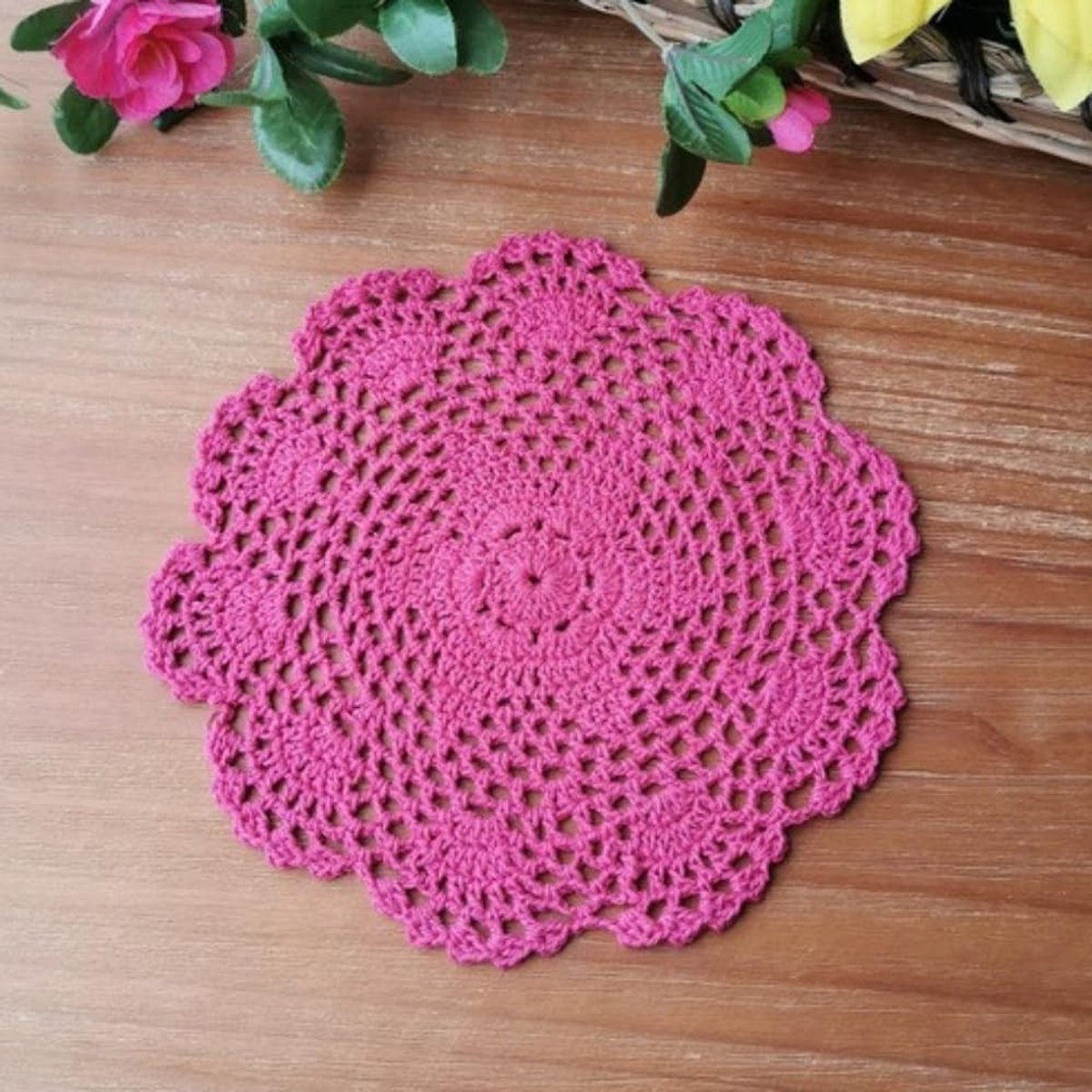 Dailygoods - Set van 6 Geborduurde Placemat Onderzetters Roze