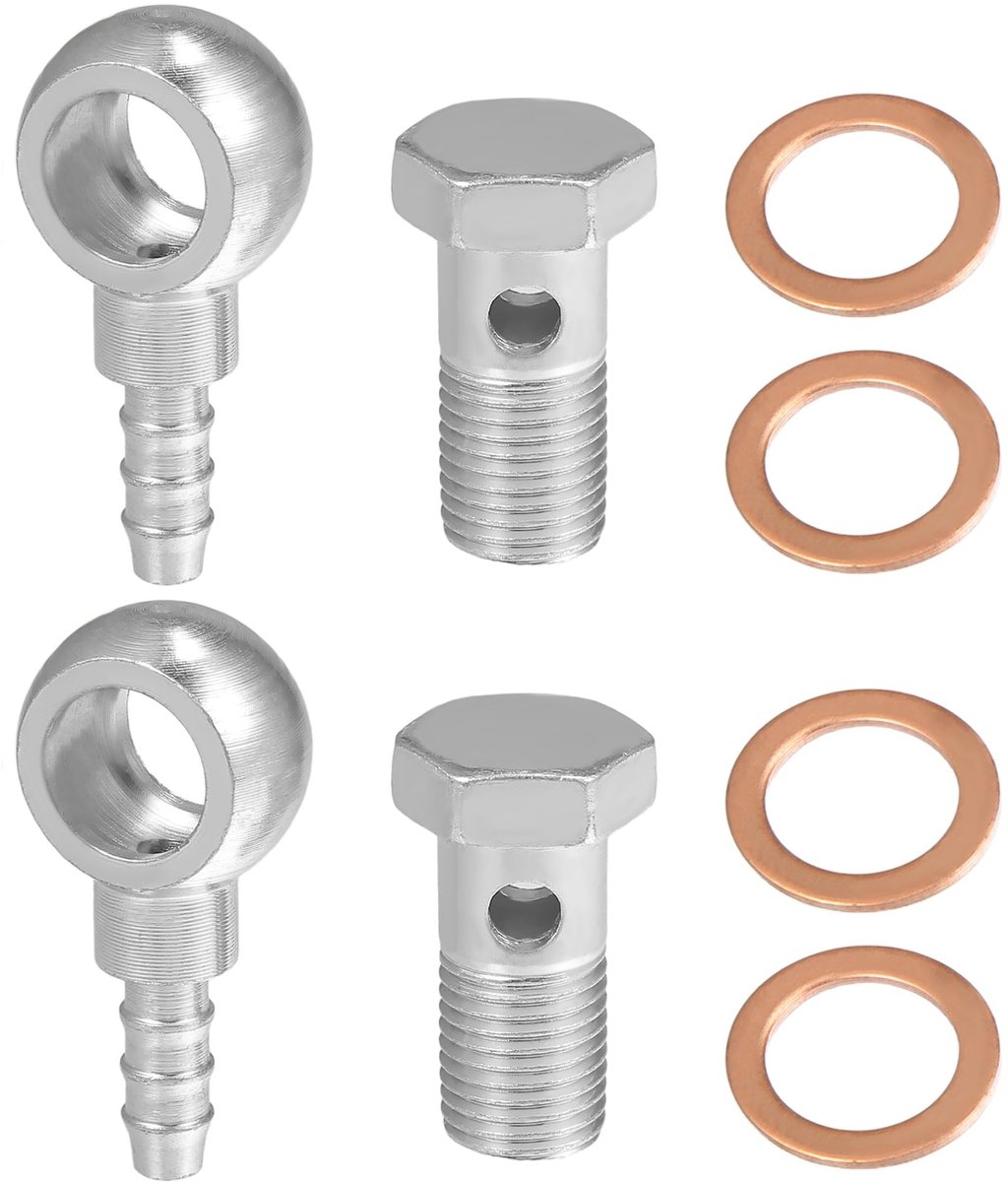 Dailygoods - Dailygoody - Banjo Fitting Adapter - Remsysteem - Zilveren Toon - 14mm ID 8mm OD - 8 Stuks - Geschikt voor Motoren - Precisiebewerkt