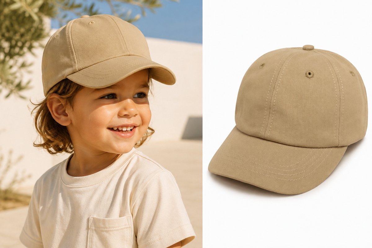 Kinderpet Beige – Verstelbaar Petje voor Jongens & Meisjes – Katoen – Maat 52 (2-4 Jaar)
