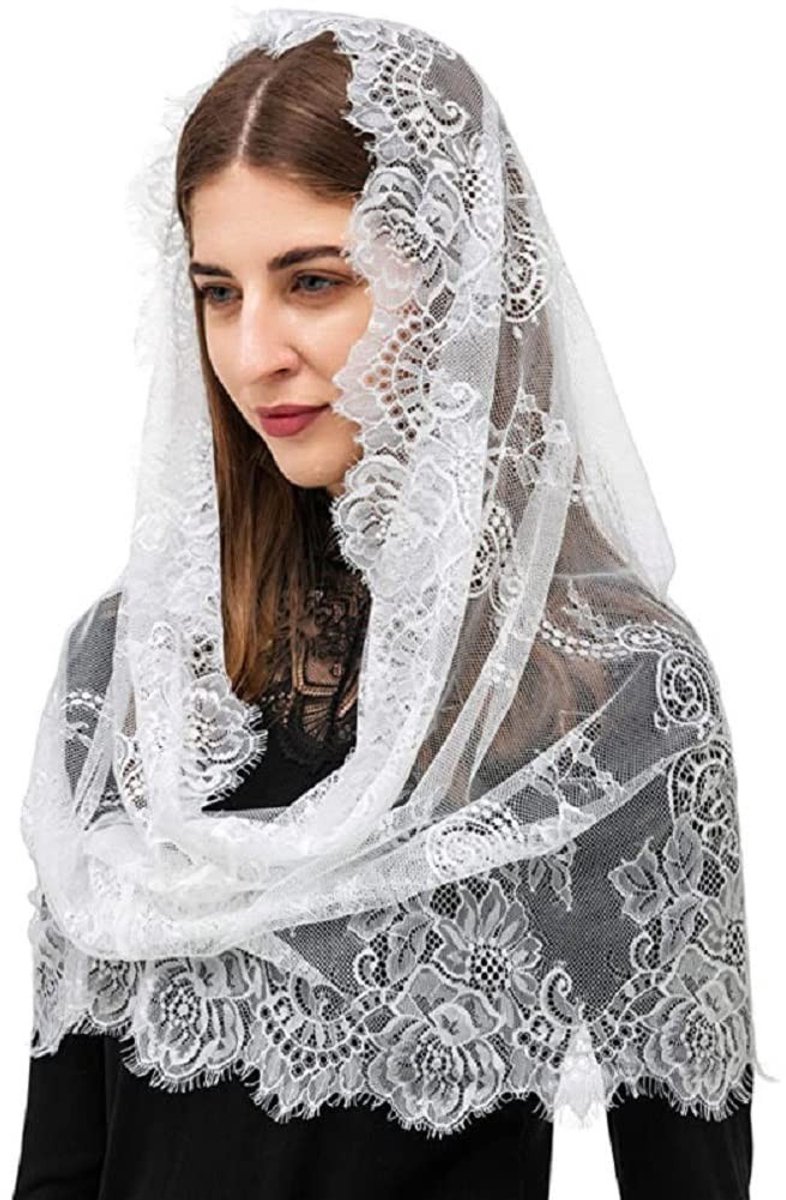 Dailygoody - Bruidssluier - Kanten sluier - Stijlvol en veelzijdig - 150 cm - Hoofddoek - Geschikt voor bruiloften en feesten