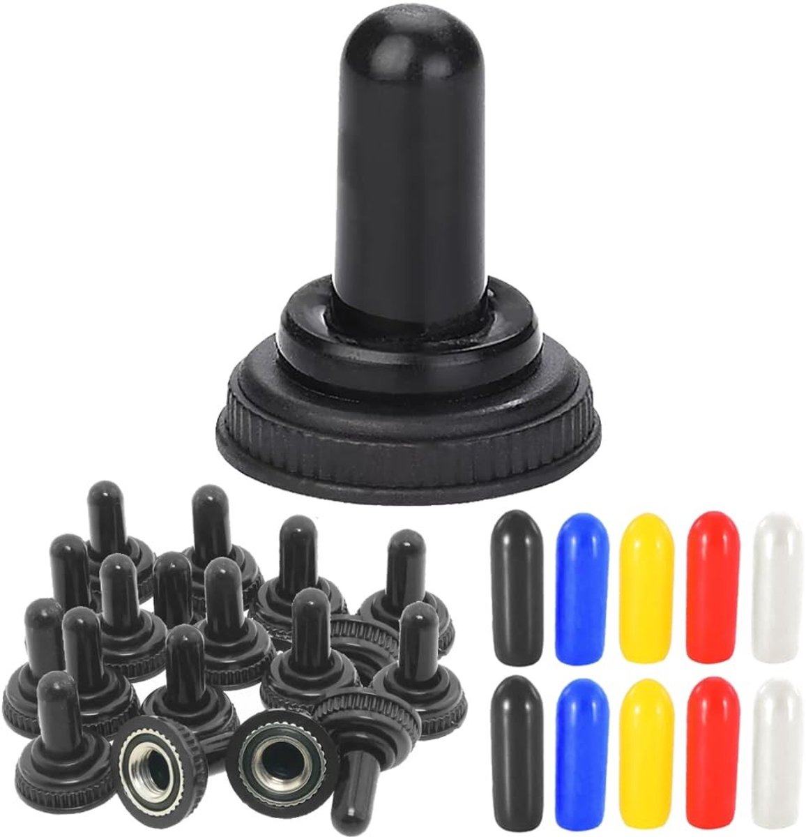 Dailygoody - Mini Tuimelschakelaar - 6 mm schakelaar - Waterdicht en stofdicht - Rubber beschermkap - 20 stuks - Geschikt voor diverse toepassingen - ...