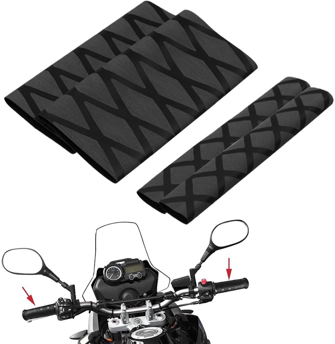 Dailygoody - Motorhandgrepen - Antislip handgrepen - Duurzaam en lichtgewicht - Zwart - Universele handgrepen - Geschikt voor motorcross - Motorfiets
