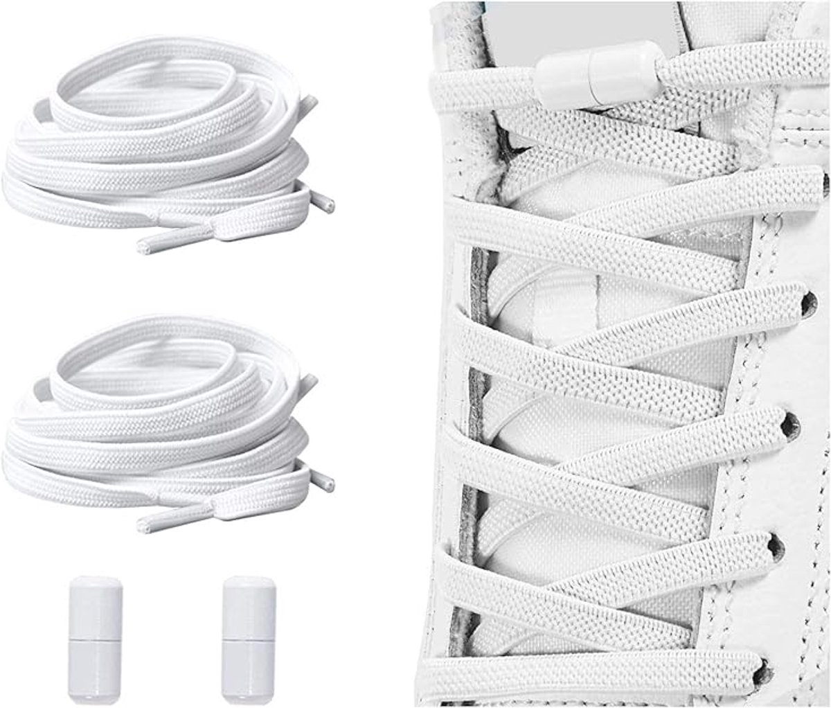 Elastische Schoenveters met Metalen Draaisluiting - Zonder Strikken - Comfortabele Elastische Veters voor Kinderen, Volwassenen & Senioren - Instap Schoenen Systeem