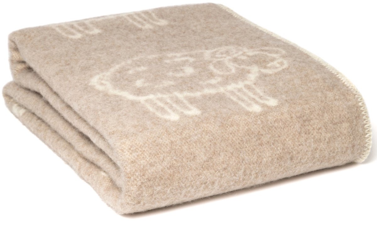 WOOOL® Wollen Babydeken - Little SHEEP (Beige) - 130x90 - Ledikant