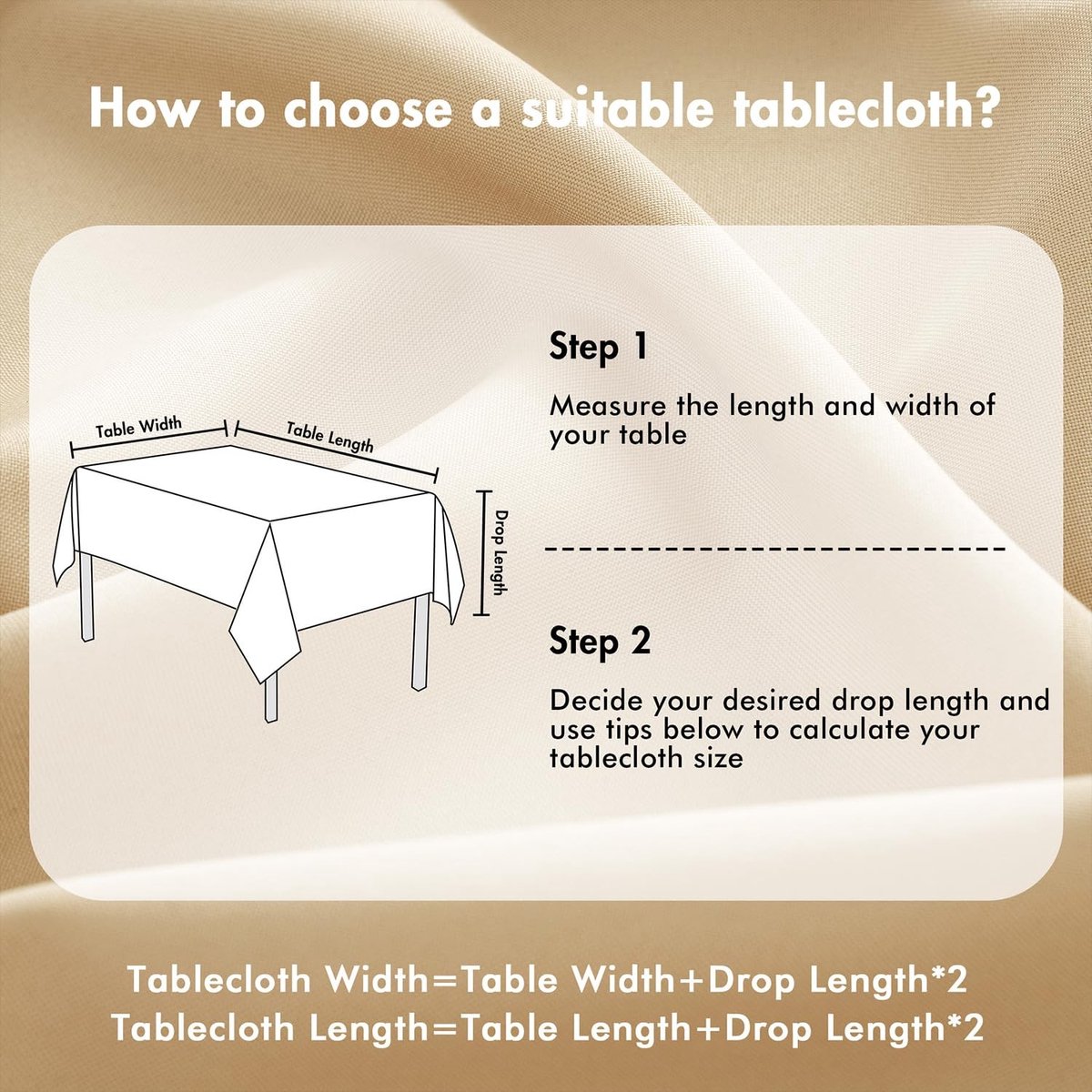 Dailygoody - Vuilafstotend tafelkleed - Waterdicht - Elegant voor binnen en buiten - Beige - Perfect voor feesttafel - 140 x 180 cm