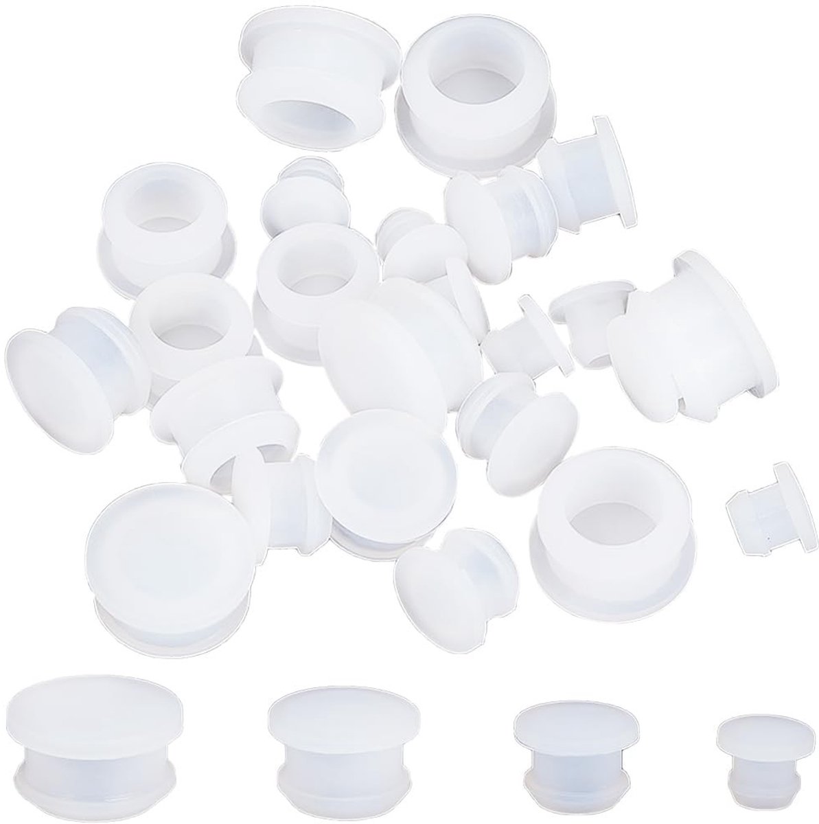 Dailygoody - Silicone Stoppers - Herbruikbare Zout- en Peperstopper - Wit - Vervangende Flessendoppen - 24 Stuks - Ideaal voor Flessen en Potten