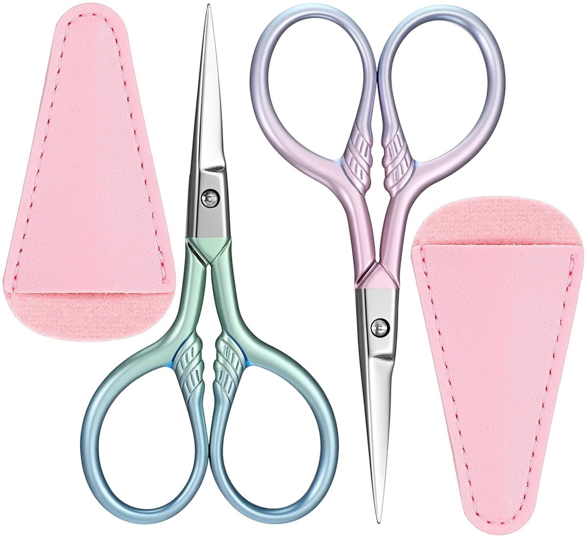 Dailygoods - Dailygoody - Scharen voor Baardverzorging - Professionele Neushaar en Wenkbrauwschaar - Inclusief PU Etui - Stijlvolle Blauw Gradient - Perfect voor M.