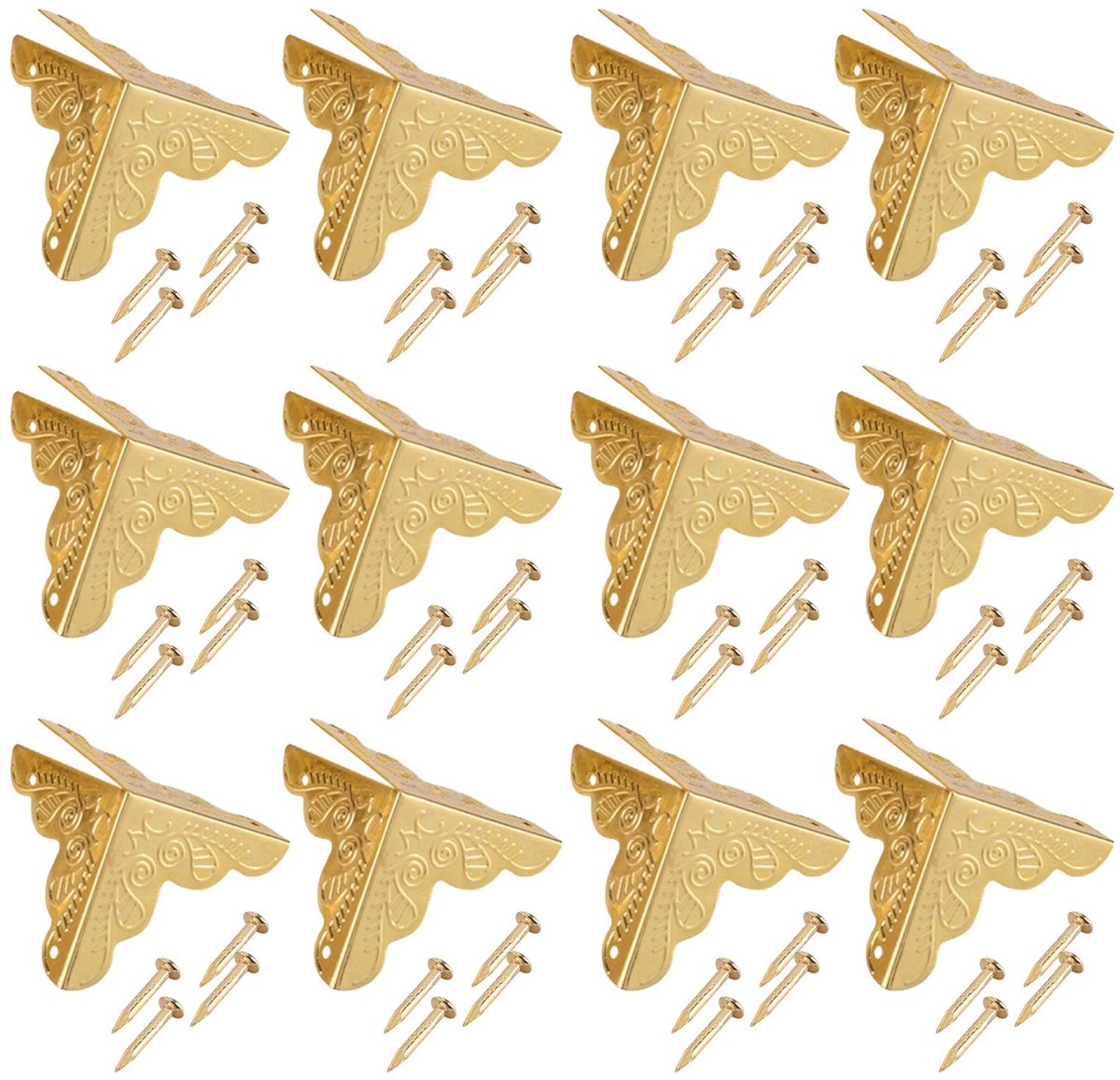 Dailygoods - Dailygoody - Hoekbeschermers - Decoratieve hoekbescherming - Goud - Sieradenkoffer - Bescherming voor meubels - 12 Stuks