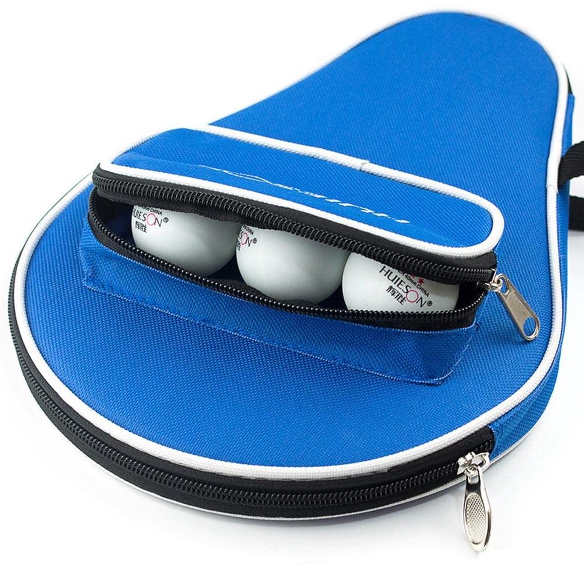 Dailygoody - Tafeltennis vleermuiszak - Waterdichte pingpong-batzak - Met extra balcompartiment - Zwart/blauw - Geschikt voor tafeltennisrackets - 30 ..