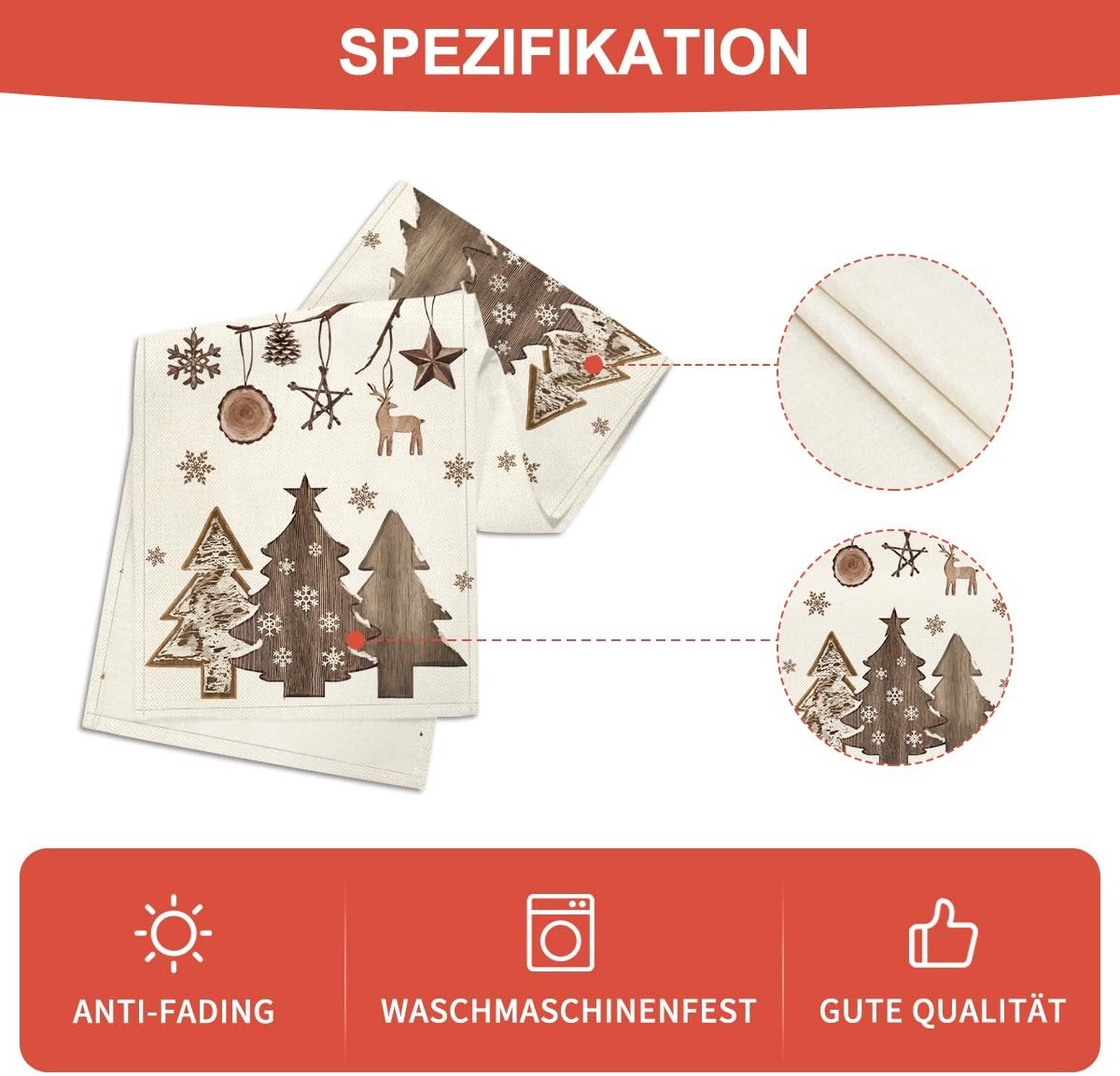 Dailygoody - Tafelloper - Kerst Decoratie - Uniek Rustiek Design - 40 x 180 cm - Polyester - Geschikt voor Binnen - Bruin