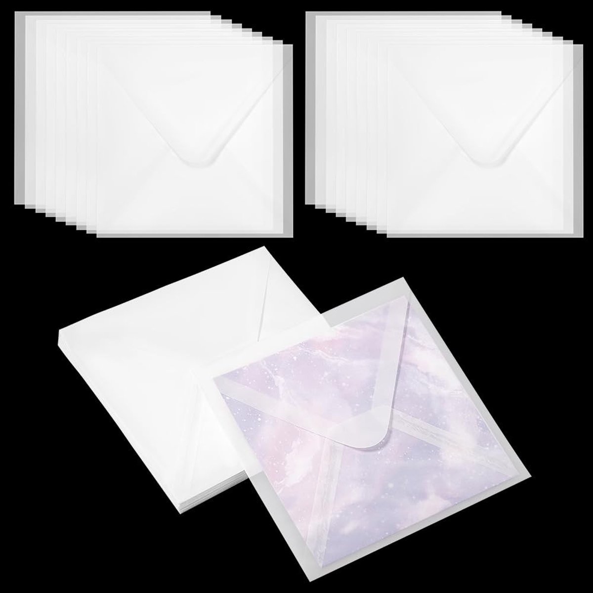 Dailygoody - Pergamijn Papieren Enveloppen - Grote vierkante uitnodigingsenveloppen - 30 stuks - 16,5 x 16,5 cm - Wenskaartenveloppen - Geschikt voor