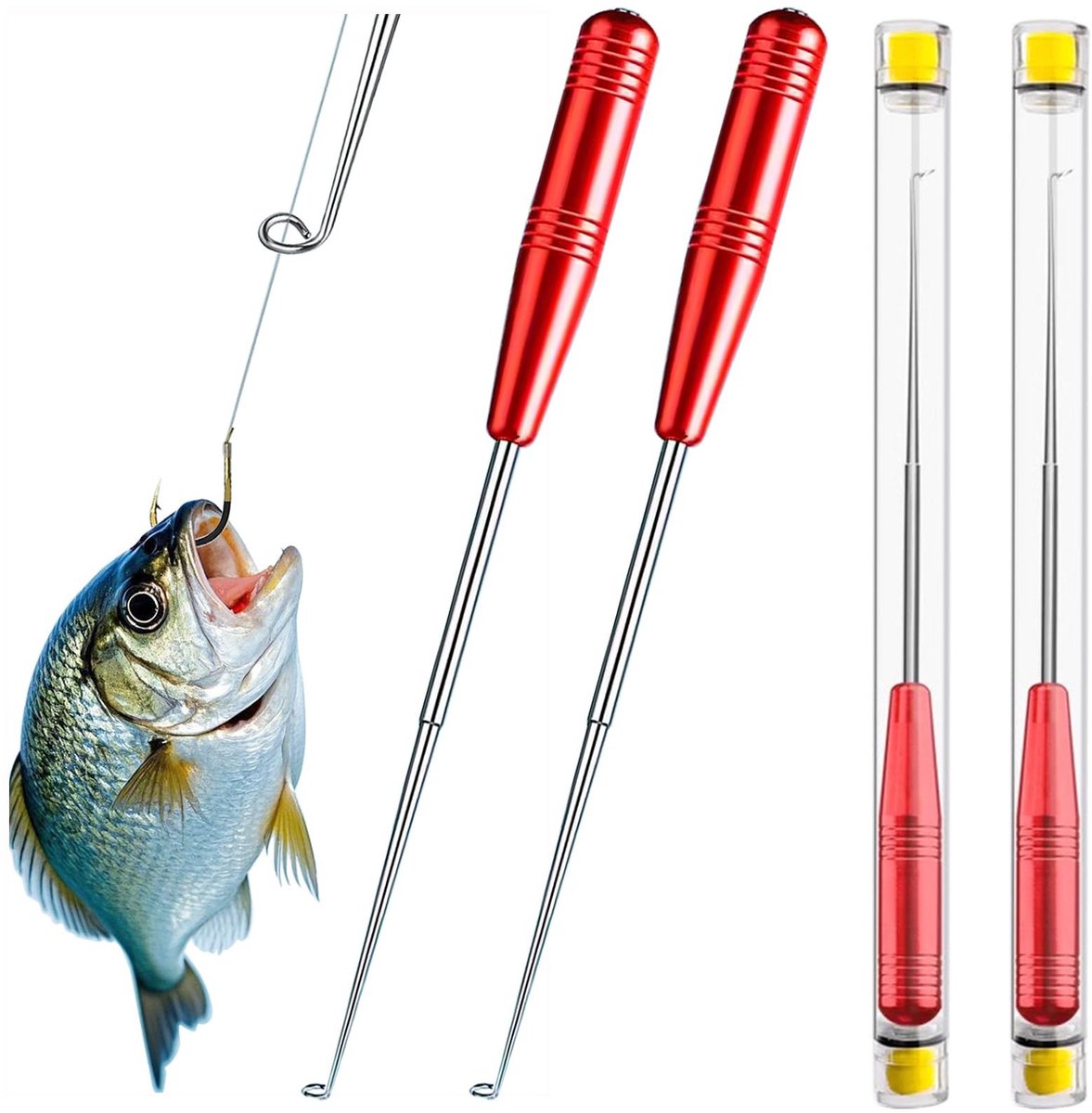 Dailygoods - Cosensi - Dailygoody - Fish Unblocker - Vissen - Roestvrijstalen Haakverwijderaar - Rood - Visaccessoires - Handig voor vissers - 2 stuks