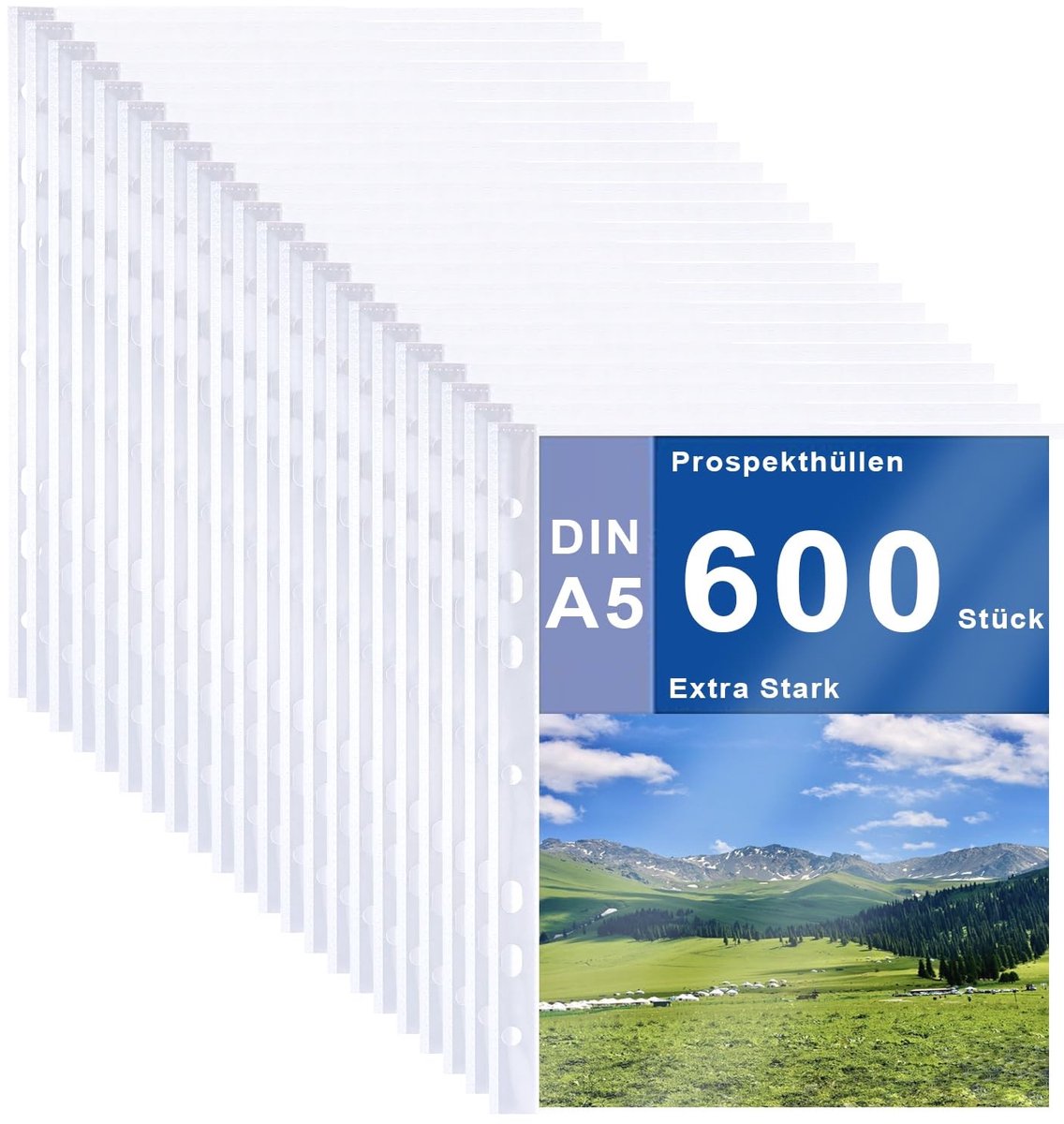 Dailygoods - Dailygoody - Transparante A5 Brochurehoezen - 600 Stuks - Extra Sterk - Doorzichtig - Documenten - Glashelder - Professioneel