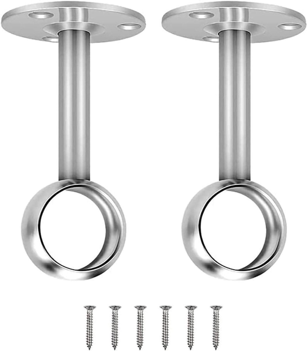 Dailygoods - Dailygoody - RVS Kledingrail Beugels 25mm - Duurzame Plafondmontage voor Gordijnen en Kleding - Stevig en Betrouwbaar - Geschikt voor Thuisgebruik - P