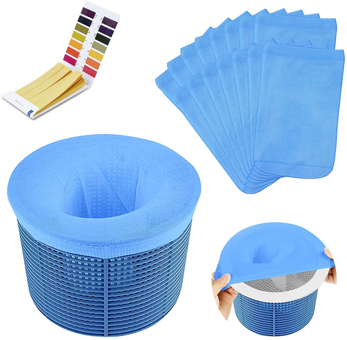 Dailygoods - Dailygoody - Filterkousen voor zwembad - Herbruikbare ultrafijne gaasfilterbeschermers - 15 stuks - Filternet voor zwembadfilter - Geschikt voor elke