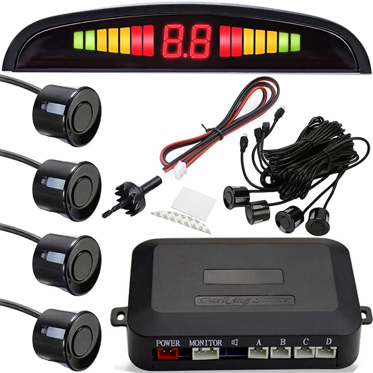 Dailygoods - Dailygoody - Retoo Parkeerhulp met 4 Ultrasone Sensores en LCD Display - Veilig Achteruitrijden en Parkeren