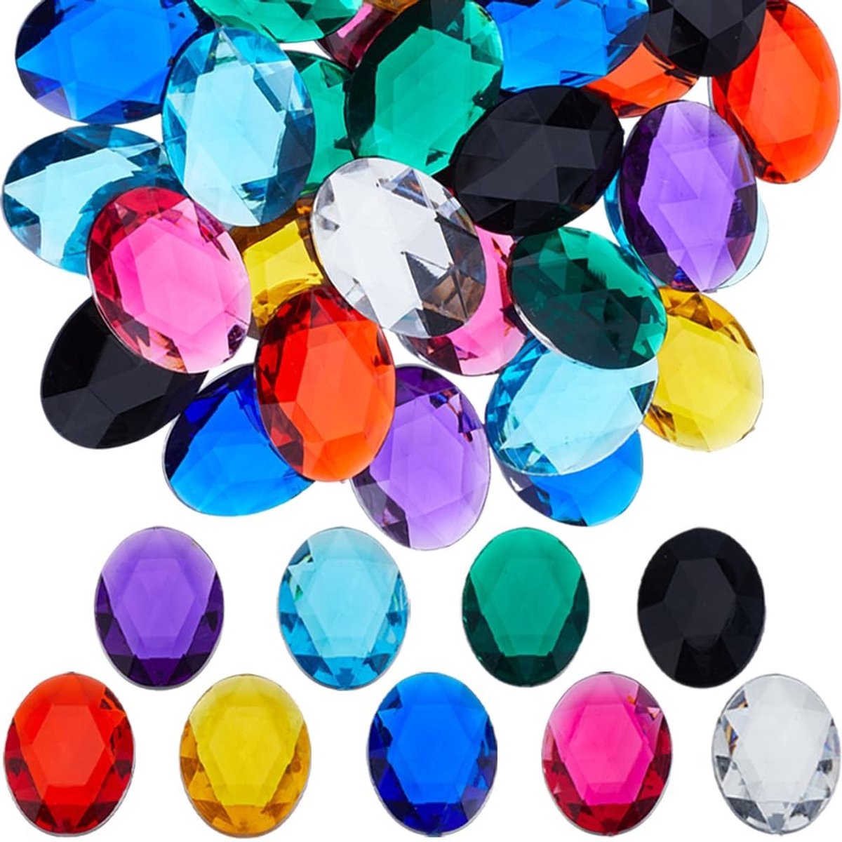 Dailygoods - Dailygoody - Ovale Acryl Steentjes - 36 Stuks - Kleurrijke Plastic Juwelen - 9 Kleuren - Sieraden Maken - DIY Craft