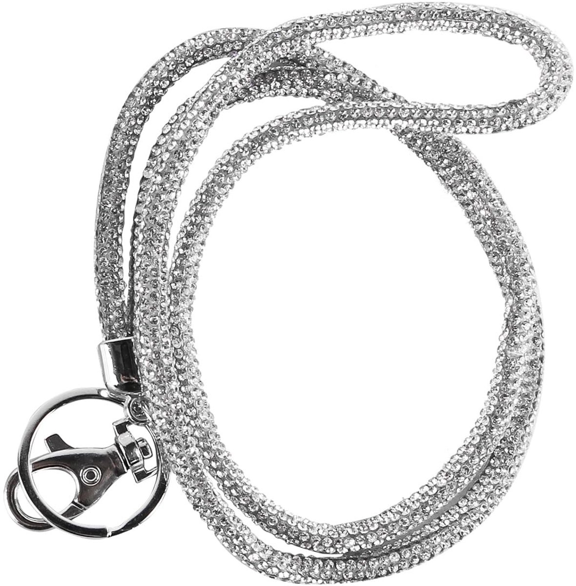 Dailygoods - Dailygoody - Crystal nekband lanyard - Bling lanyard - Elegante uitstraling - Zilver - Multifunctionele ID-badgehouder - Perfect voor kantoor en evene...