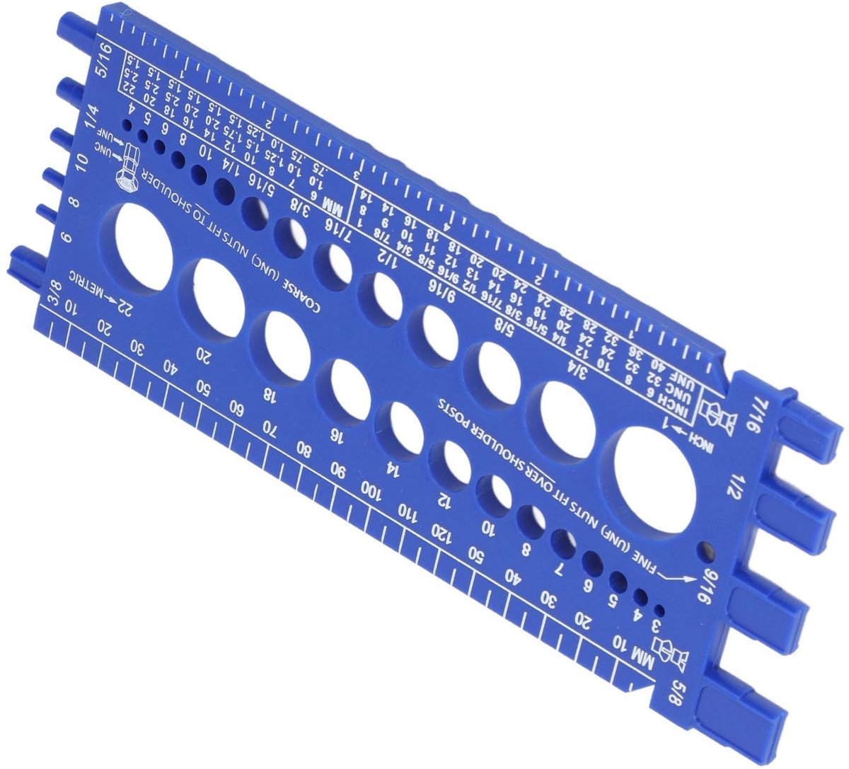 Dailygoods - Dailygoody - Boutmoer Draadmaatmeter - Assortiment Schroeven en Moeren - Robuust en Duurzaam - Blauw - Gereedschap voor Garage Werkplaats - Handig en