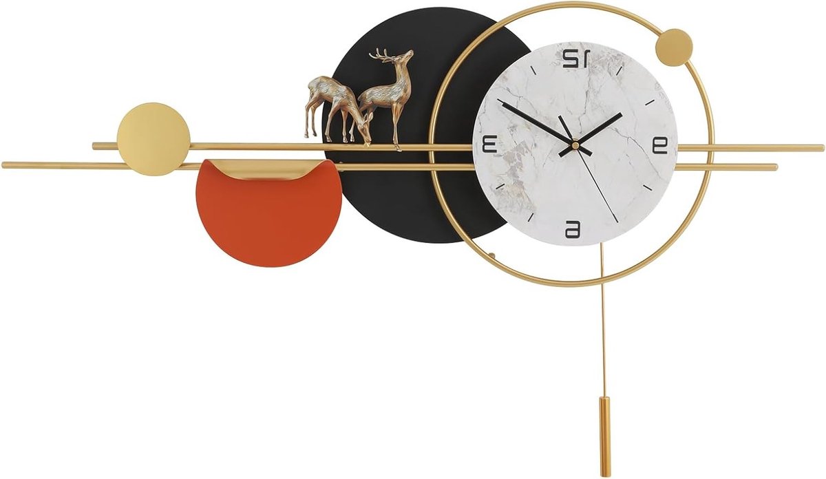 Stille Muurklok 90 x 50 cm - Moderne Decoratieve Klok voor Woonkamer en Slaapkamer, Groot en Stijlvol Design