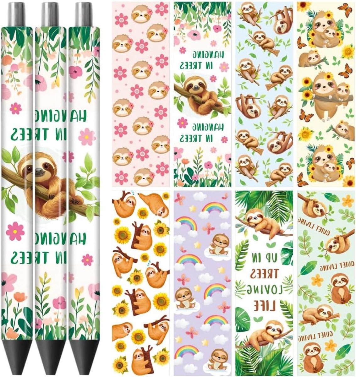UV DTF Pen Wraps Transfer Stickers - 48 Stuks Waterdichte HD Print Zelfklevende Decals voor Persoonlijke DIY Potlood en Pen Creaties, Perfect als Cadeau voor Moederdag